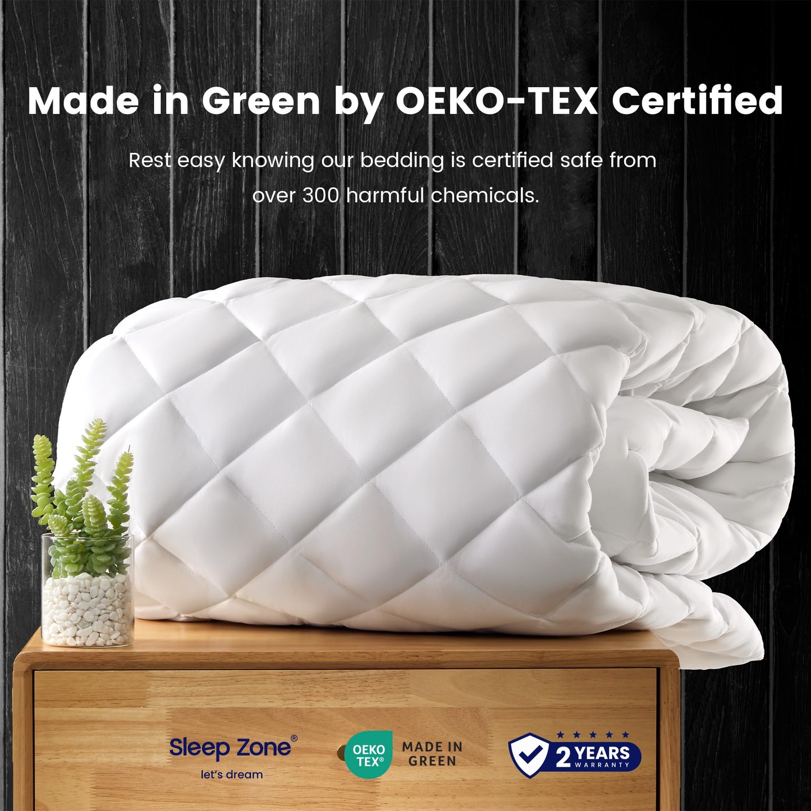SLEEP ZONE Cozy Mattress Pad Cal King Size, Extra Deep California King, White
