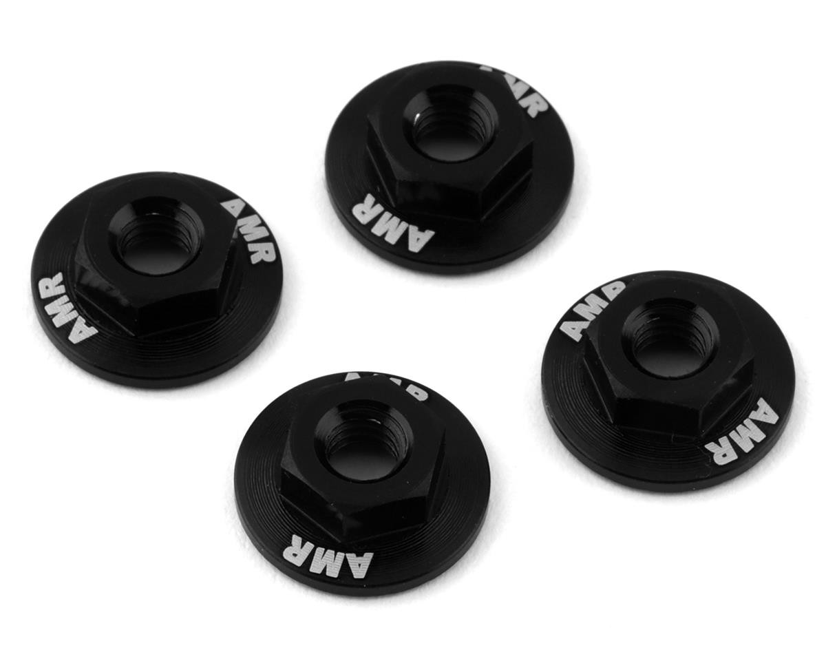 AMR 4mm Aluminum Serrated Flange Nut (Black) (4) [AMR025BK]