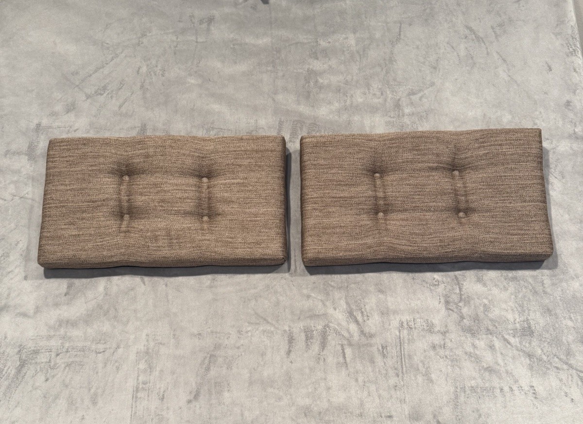 Baibu Set Of 2 Brown Bench Stool Cushions Rectangular With Straps