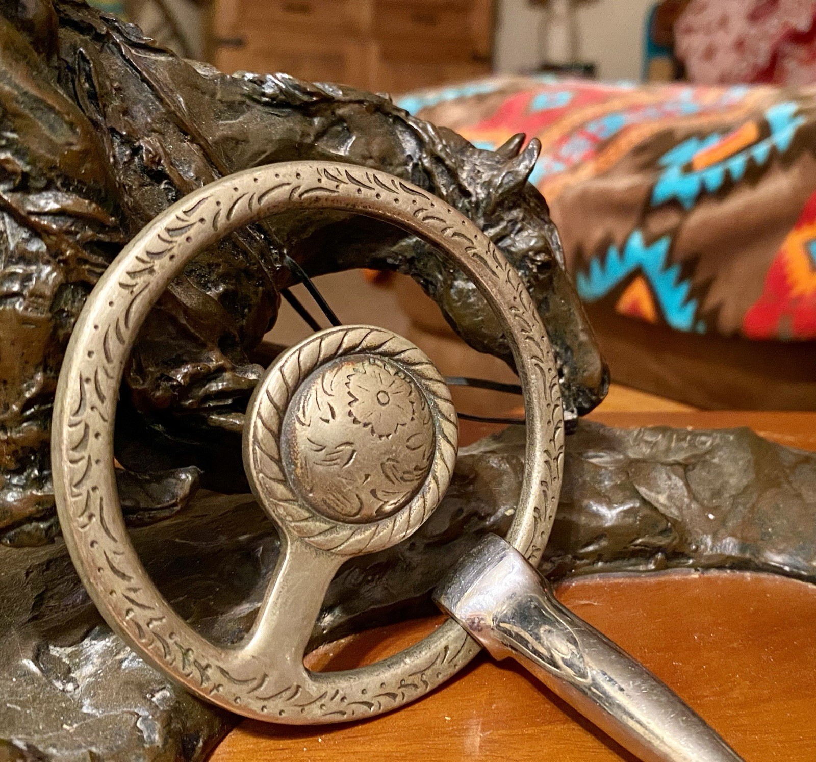 Vintage Silver Concho Loose Ring Show Snaffle Bit Fancy Engraving