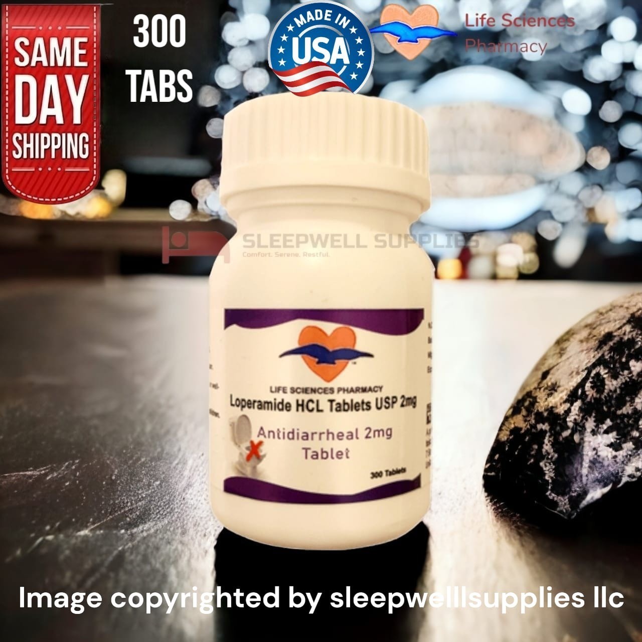 Anti-Diarrheal 2MG 300 Tablets  Exp 09/2028 SAME DAY FREE FAST SHIPPING