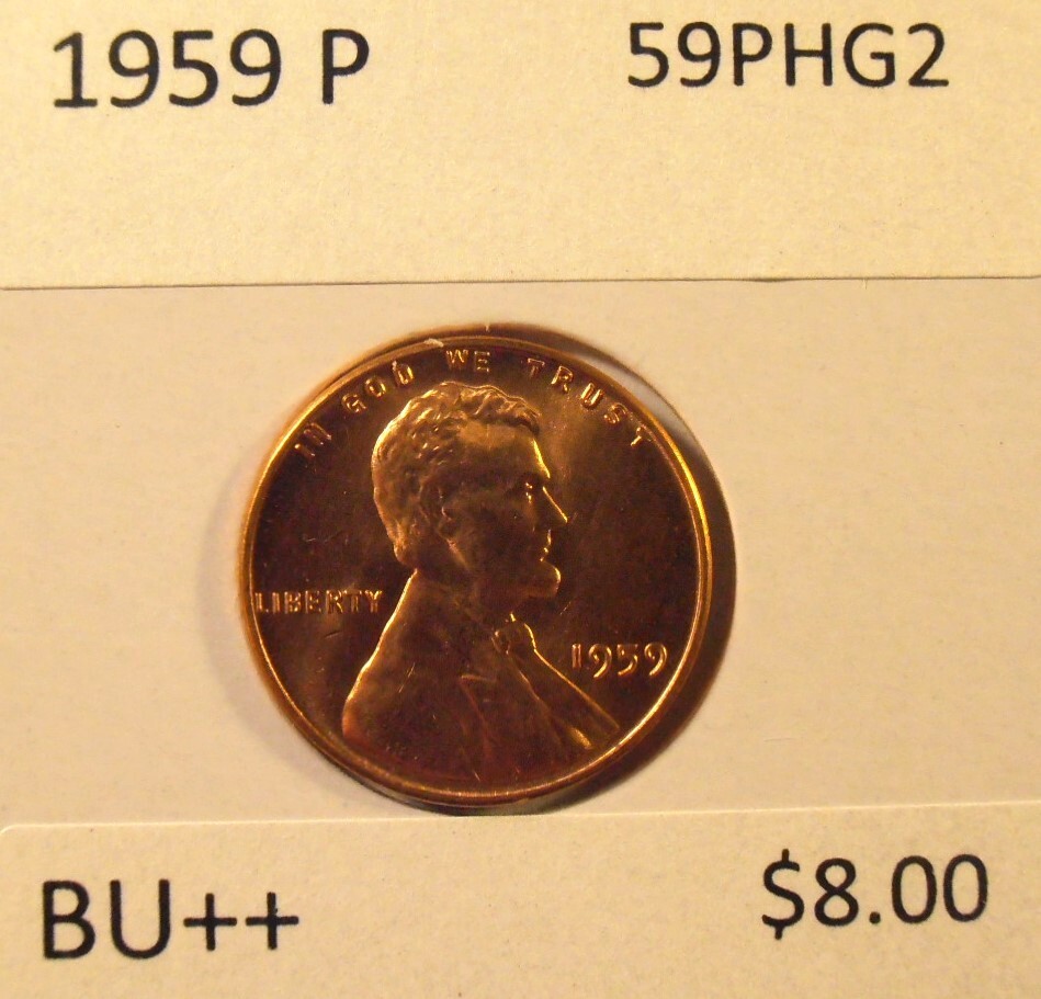 1959 P BU Lincoln Cent, Premium Quality, High Grade,  (59PHG2)