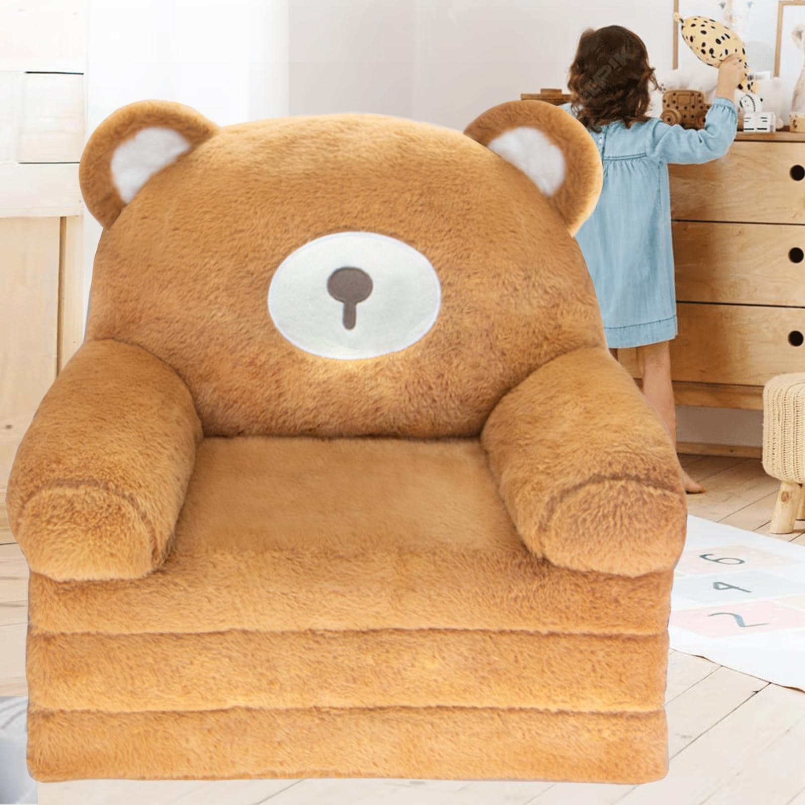 Chair Couch: 2-in-1 Chairs Comfy Sofa Fold Out for Girls and Boys 1-3 Years O...
