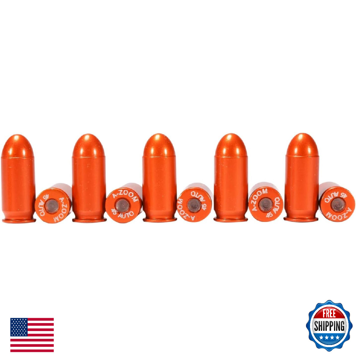 A-Zoom .45 AUTO SNAP Cap Orange 10-Pack Dummy Rounds 15415