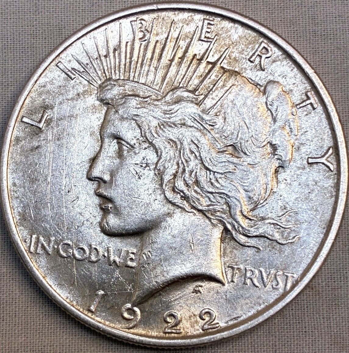 1922 90% Silver Peace Dollar -.7734 Ounce Silver