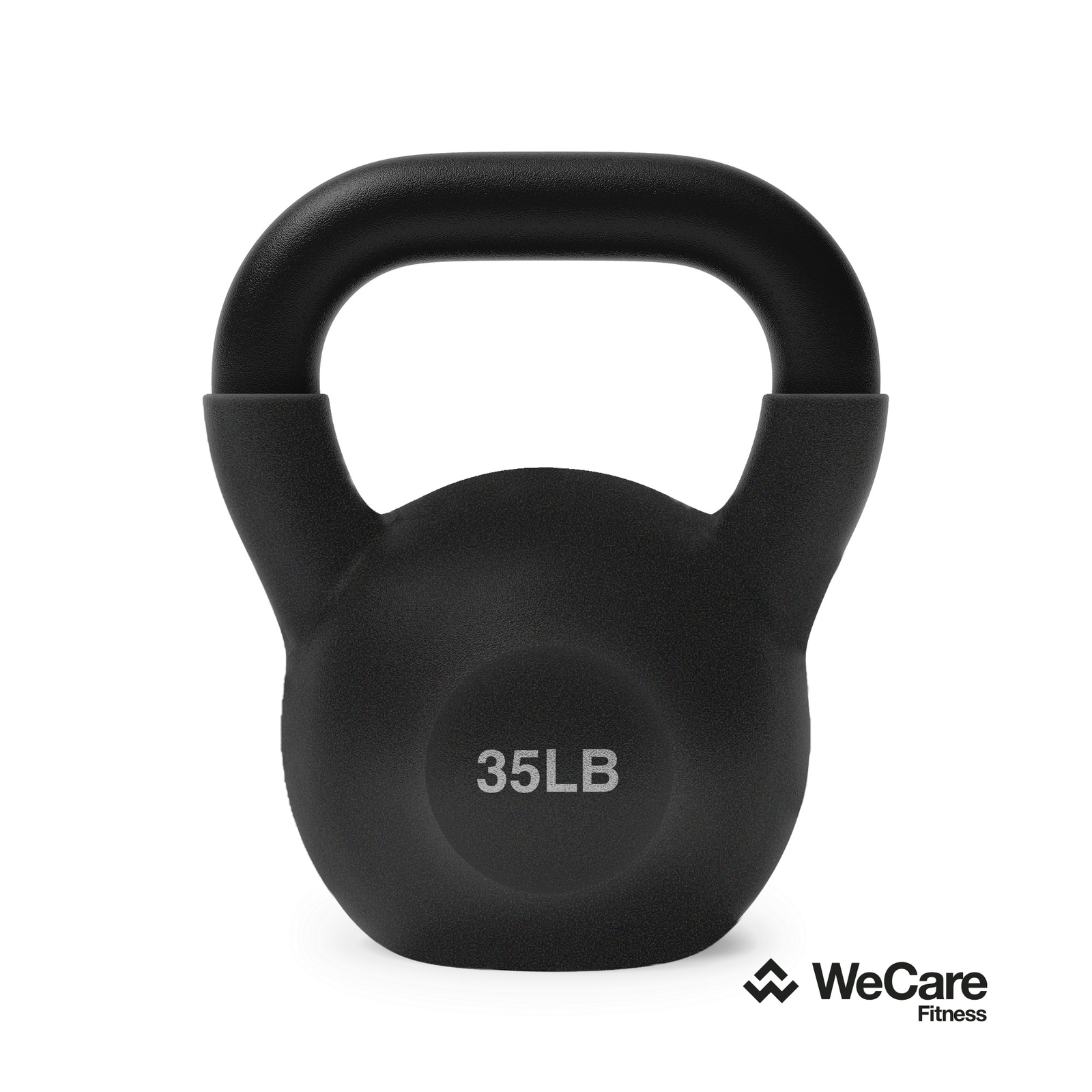 WeCare Fitness Kettlebell, 35 LB Cast Iron - For Home Workout - Black