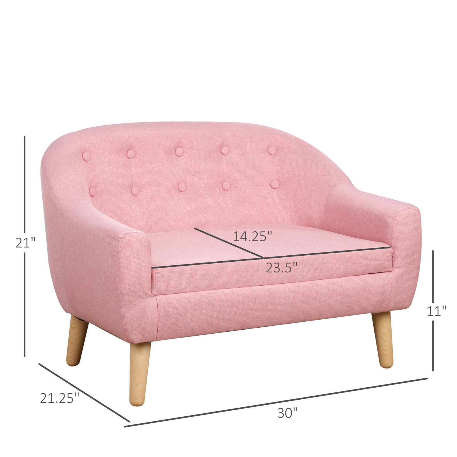 2-Seat Kids Sofa Chair Upholstered Couch Linen Fabric for Toddlers Ages 3-6 Year