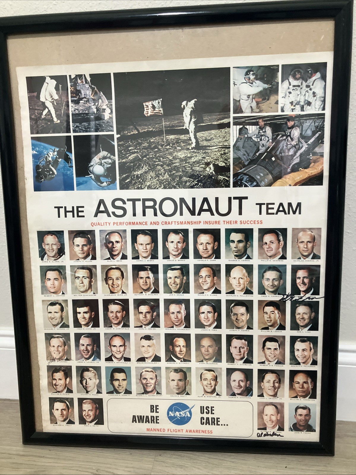 NASA Poster Manned Flight Awareness With Astronaut Signatures Al Worden, Gibson