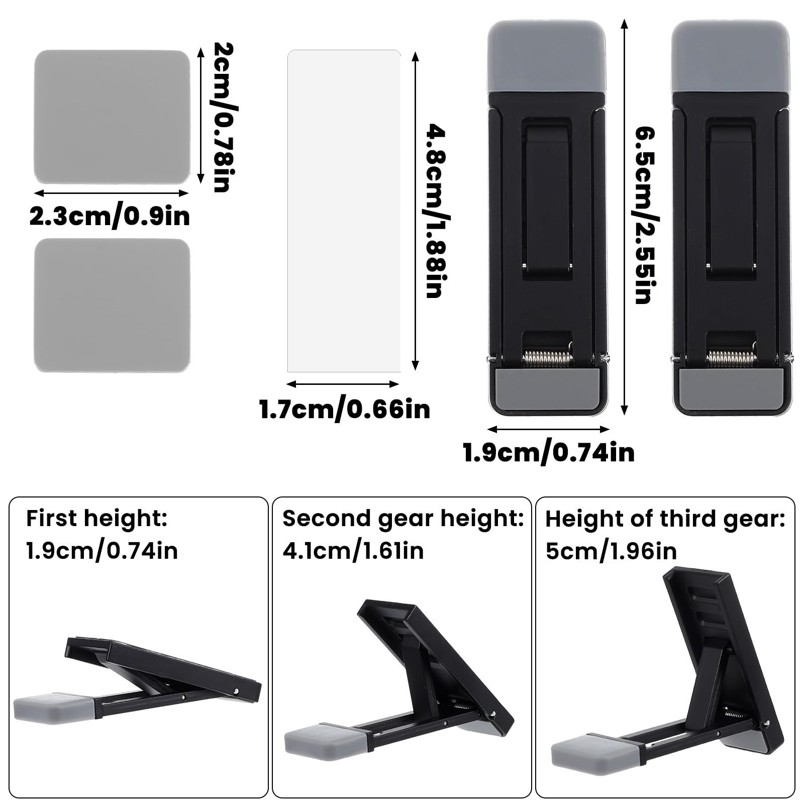 Mini Portable Laptop Stand Keyboard Riser Adjustable Invisible Black 2 PCS