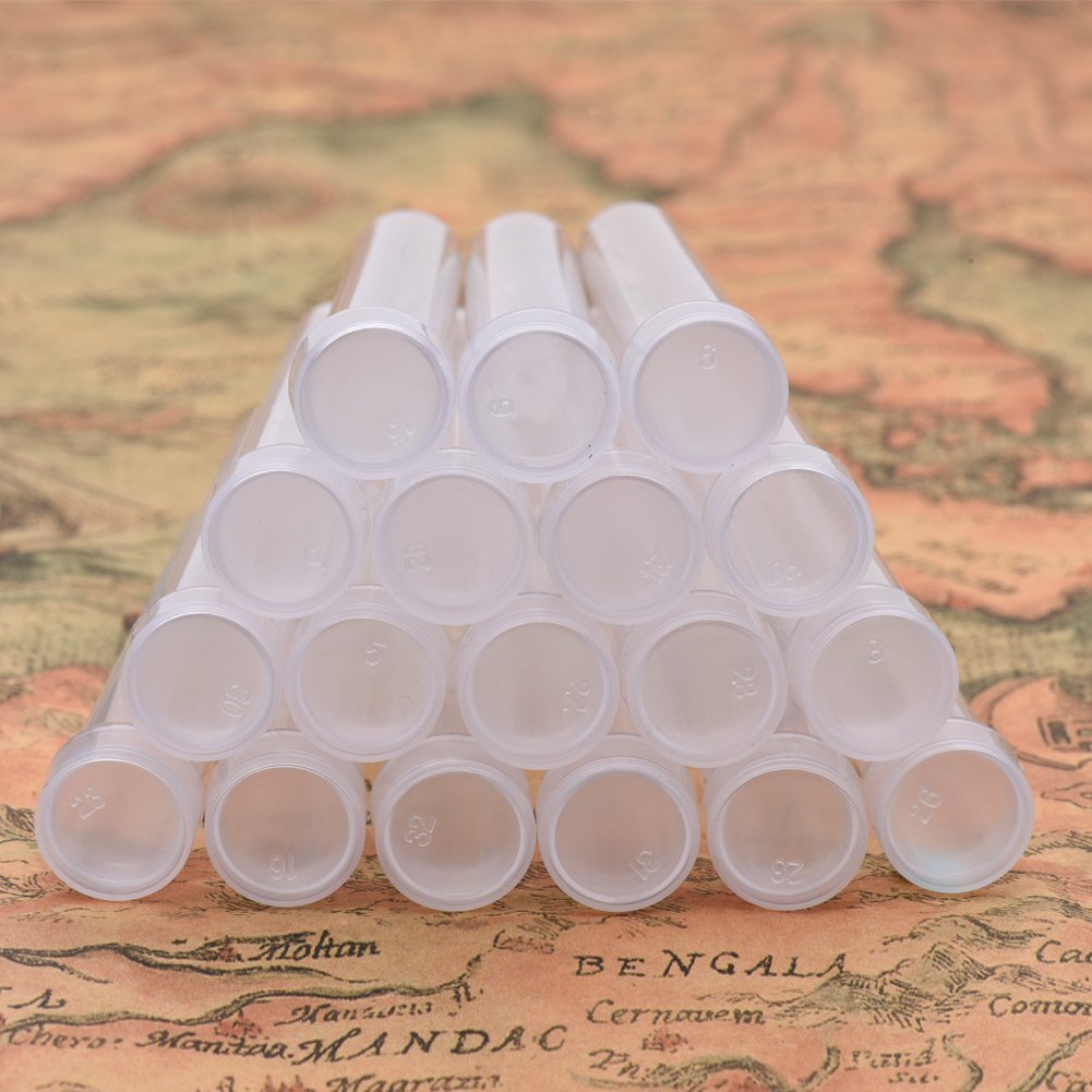 100 Pc Clear Tube Plastic Bead Containers with Caps Accessories Bottling 75X13Mm