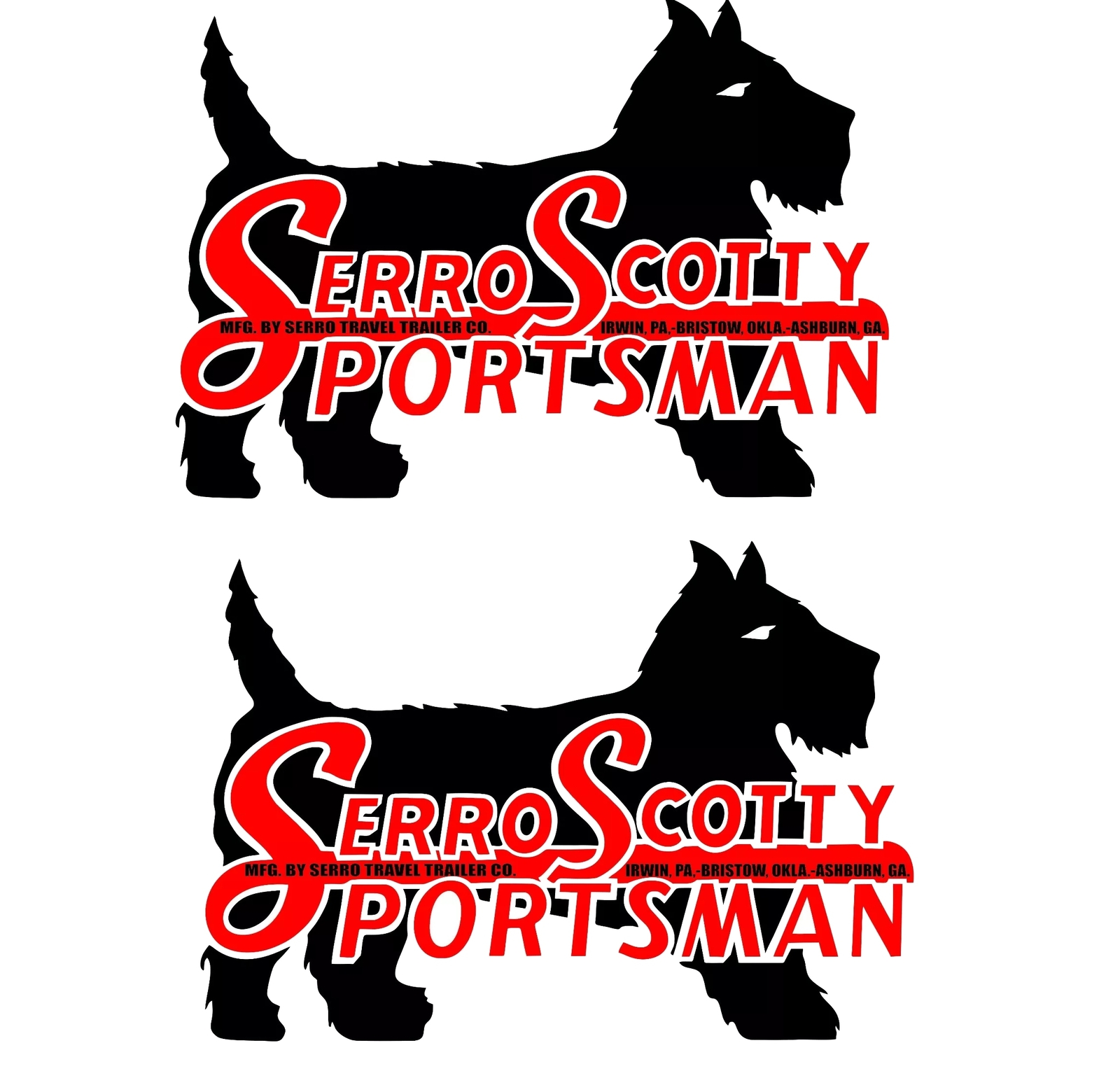 Serro Scotty RV Camper Reproduction Decals Stickers Set of Two