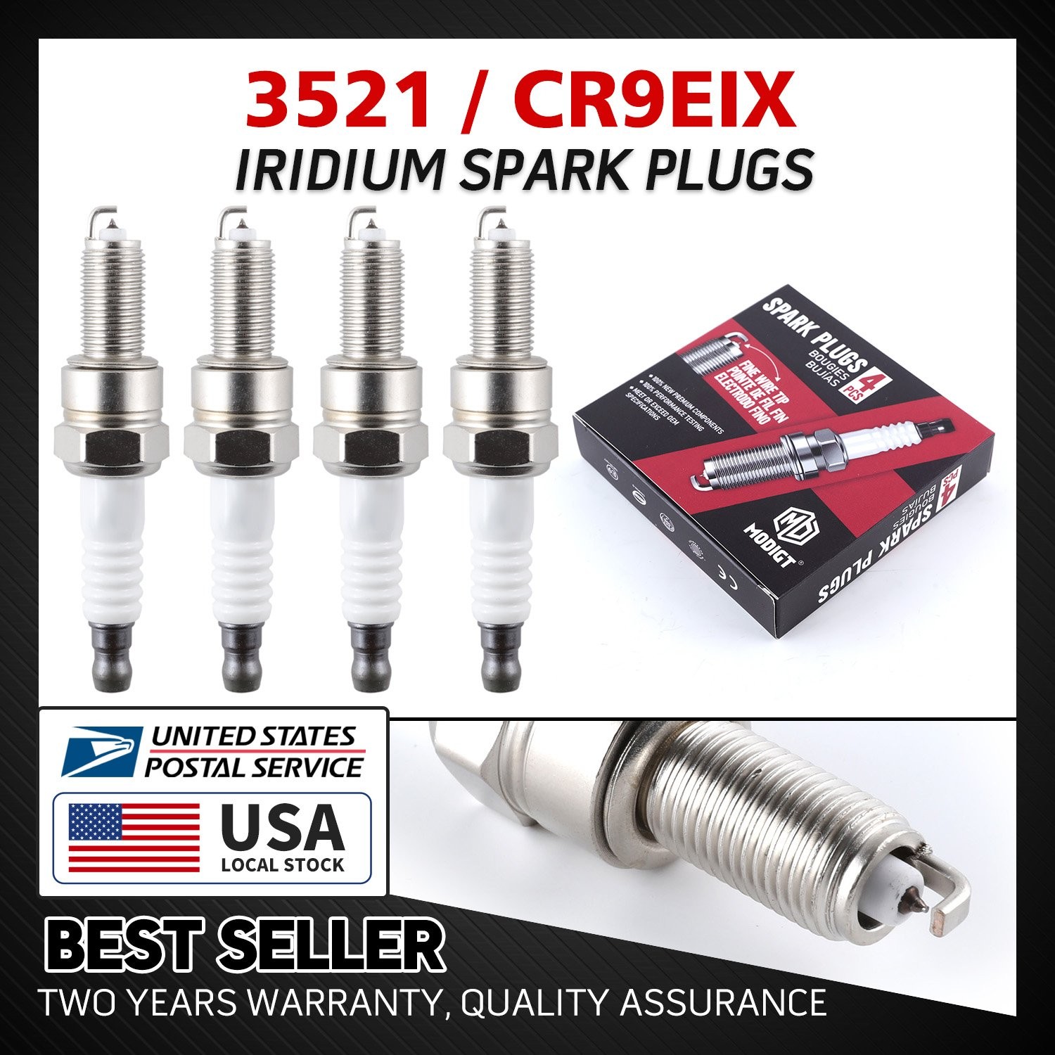 4Pcs High performance Iridium Spark Plugs Replacement #3521 CR9EIX (Brand New)
