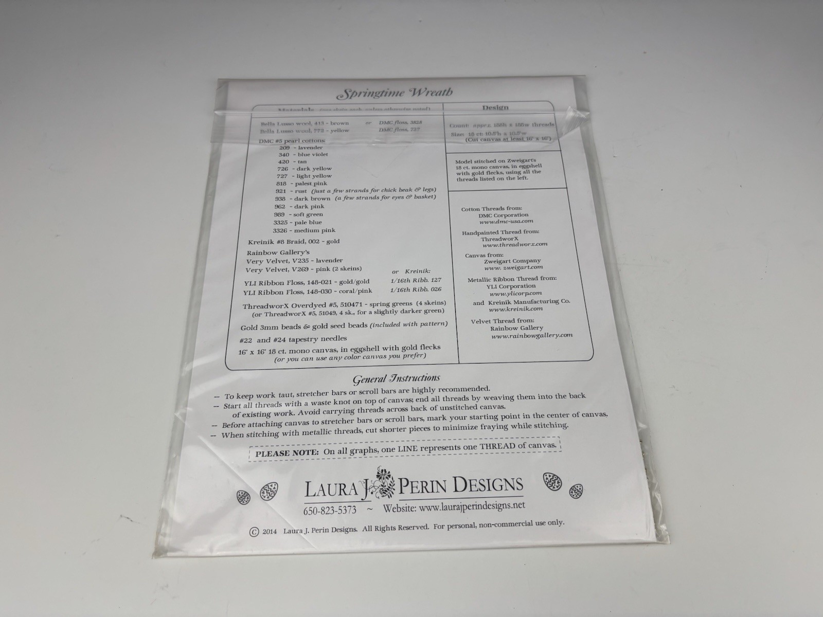 Laura J Perin Design Sampler Collection Springtime Wreath Needlepoint Pattern 2S