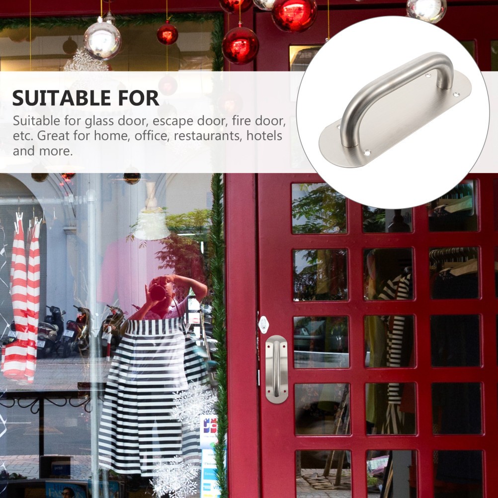 Stainless Steel Door Handle Pull Plate Commercial Door Handle Puller (Silver)