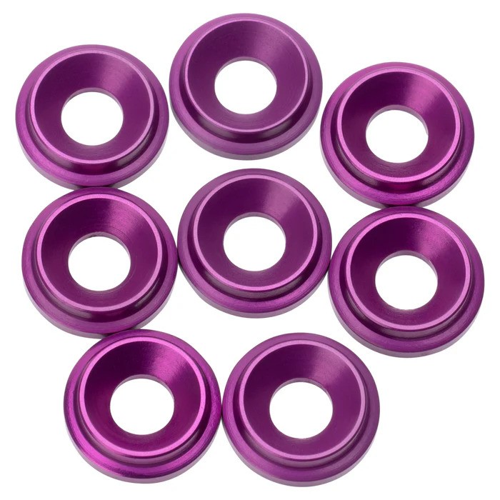 1Up Racing 820309 - Aluminum Countersunk Washers, M3 (8), Purple, Purple