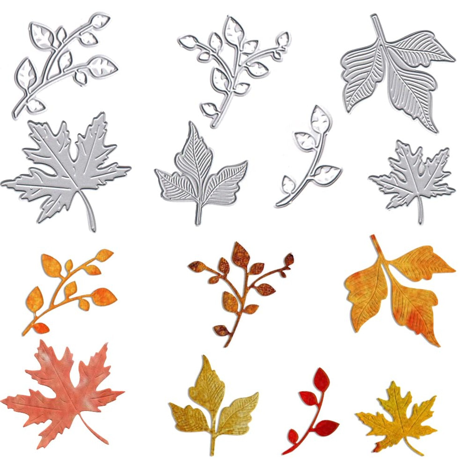 Fall & Thanksgiving Leaves Metal Cutting Dies for Card Making - Autumn & Spri...
