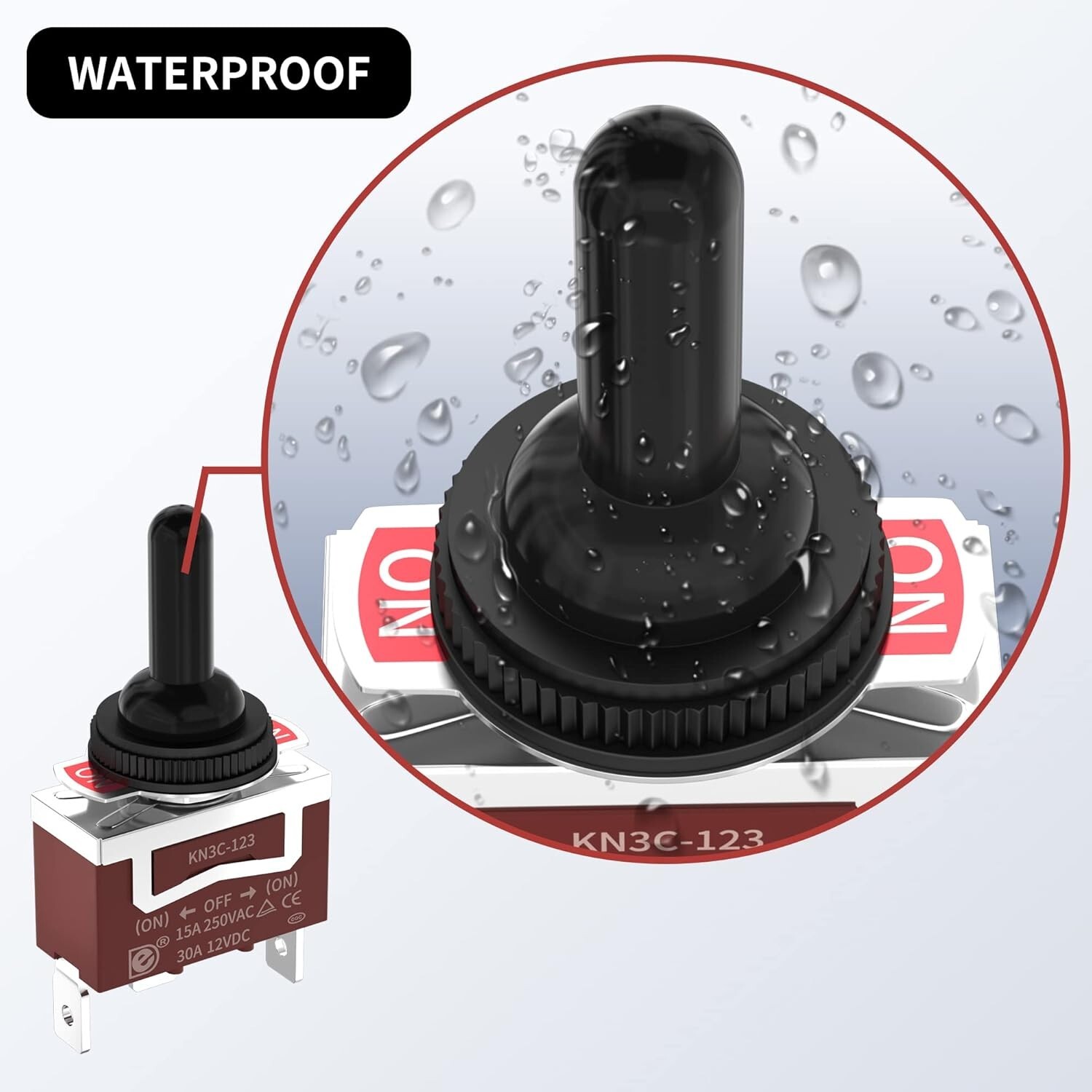 Momentary Toggle Switch 12V DC (ON)-Off-(ON) 3 Way Waterproof Toggle Switch 12 V