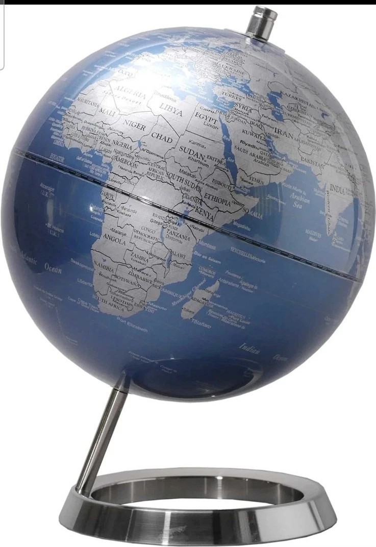 Blue and Silver World Globe