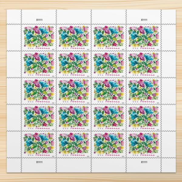 Celebration Blooms Forever Stamp Floral Design Wedding Invitation Mail 80 Cha...