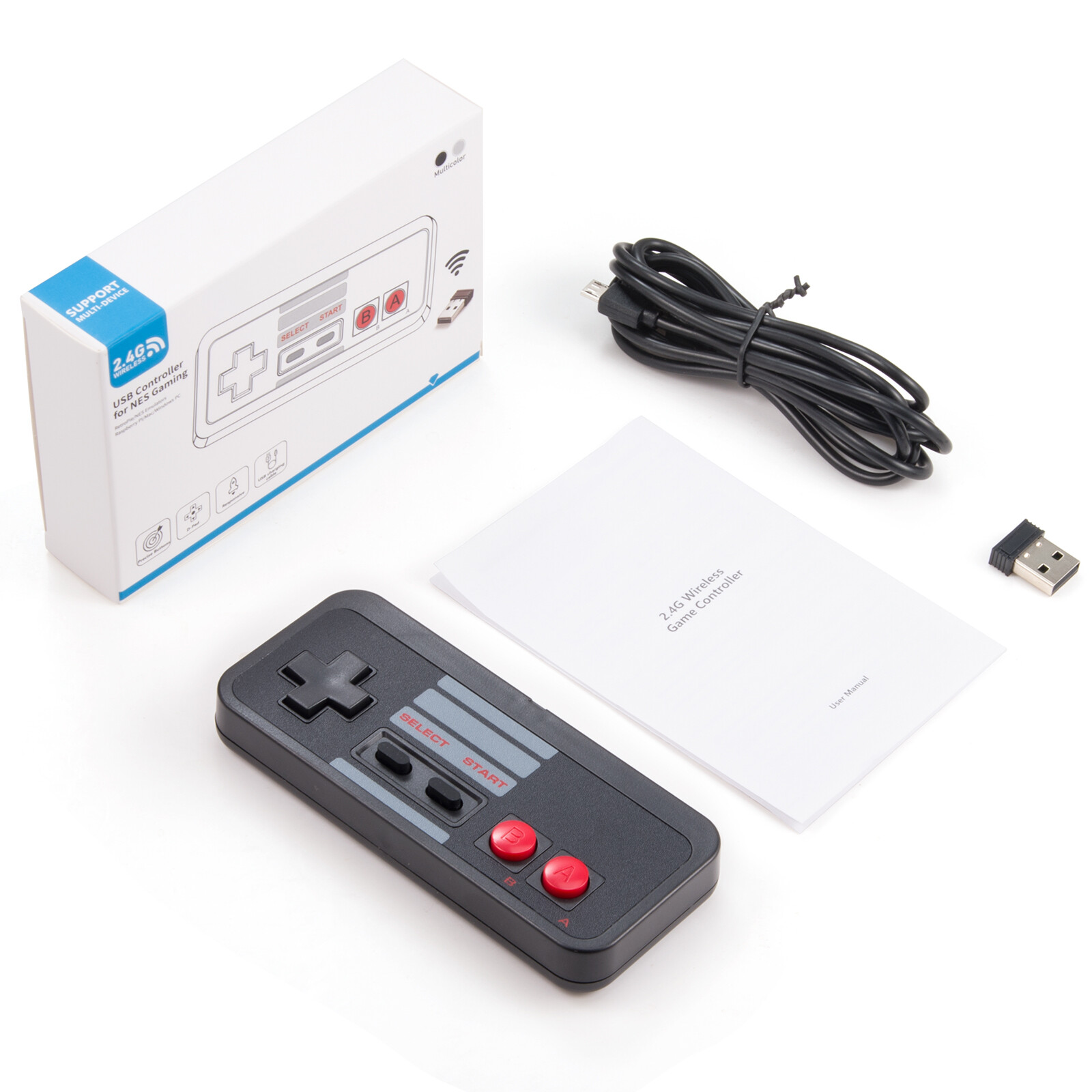 2.4G Wireless NES USB Controller Joypad Receiver For PC MAC Windows Raspberry Pi