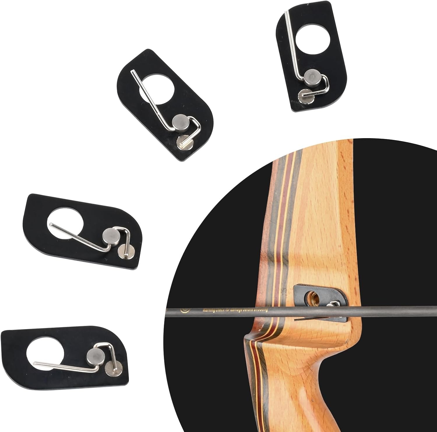 SOPOGER Arrow Rest for Recurve Bow - 4 Pcs Magnetic Metal Black
