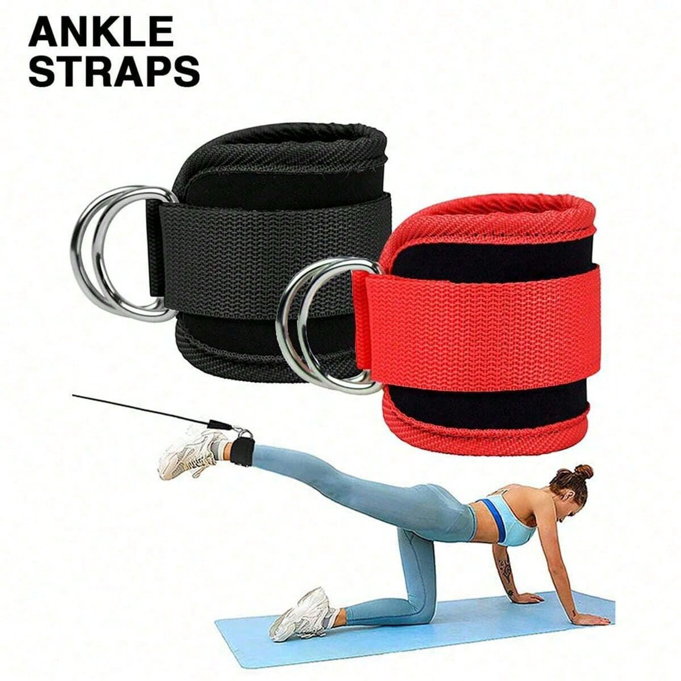 Premium Padding Ankle Straps for Cable Machines Fitness Gym Kickback Ankle Strap