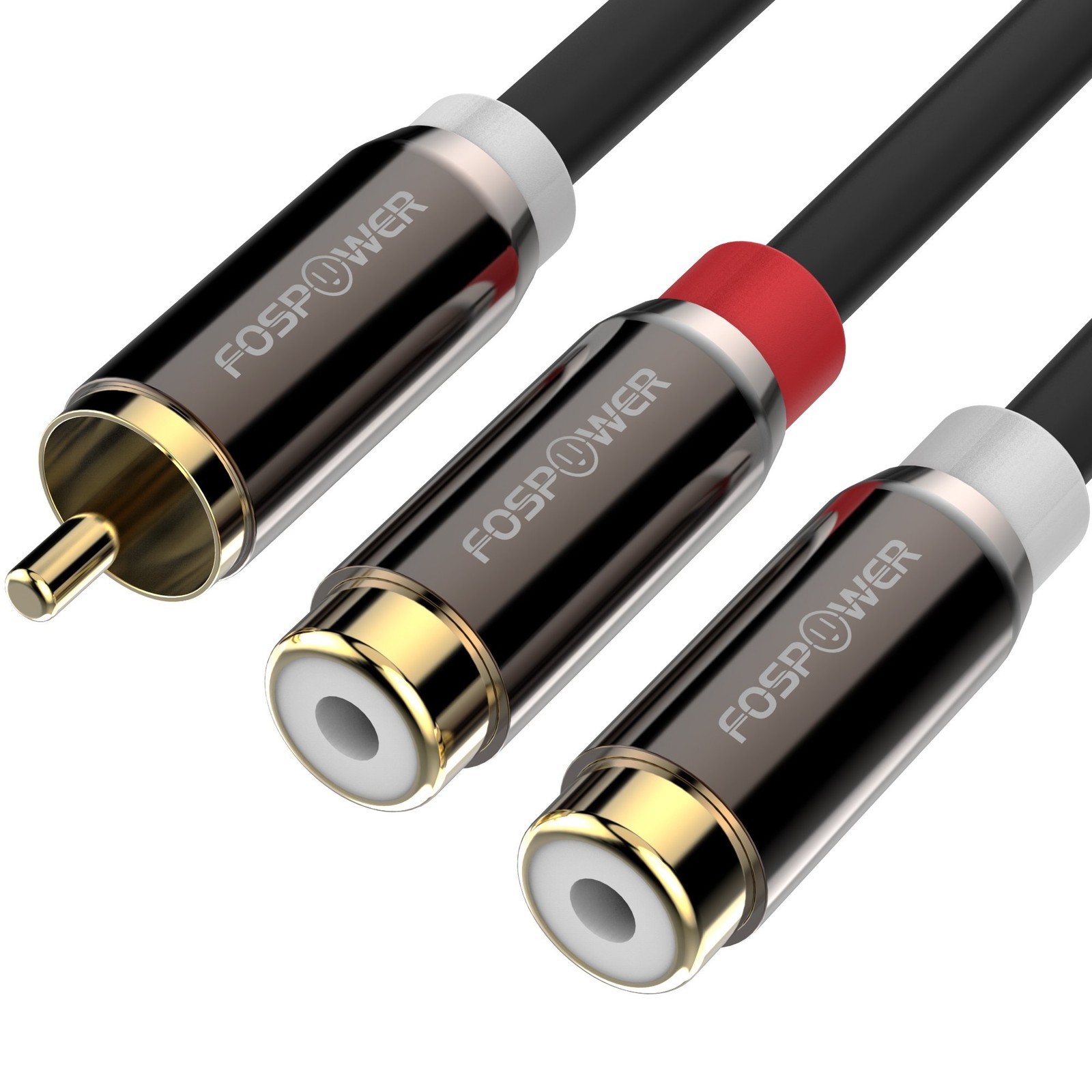 FosPower Y Adapter [8 inch] 1 RCA (Male) to 2 8 inches, 1 Male 2 Female