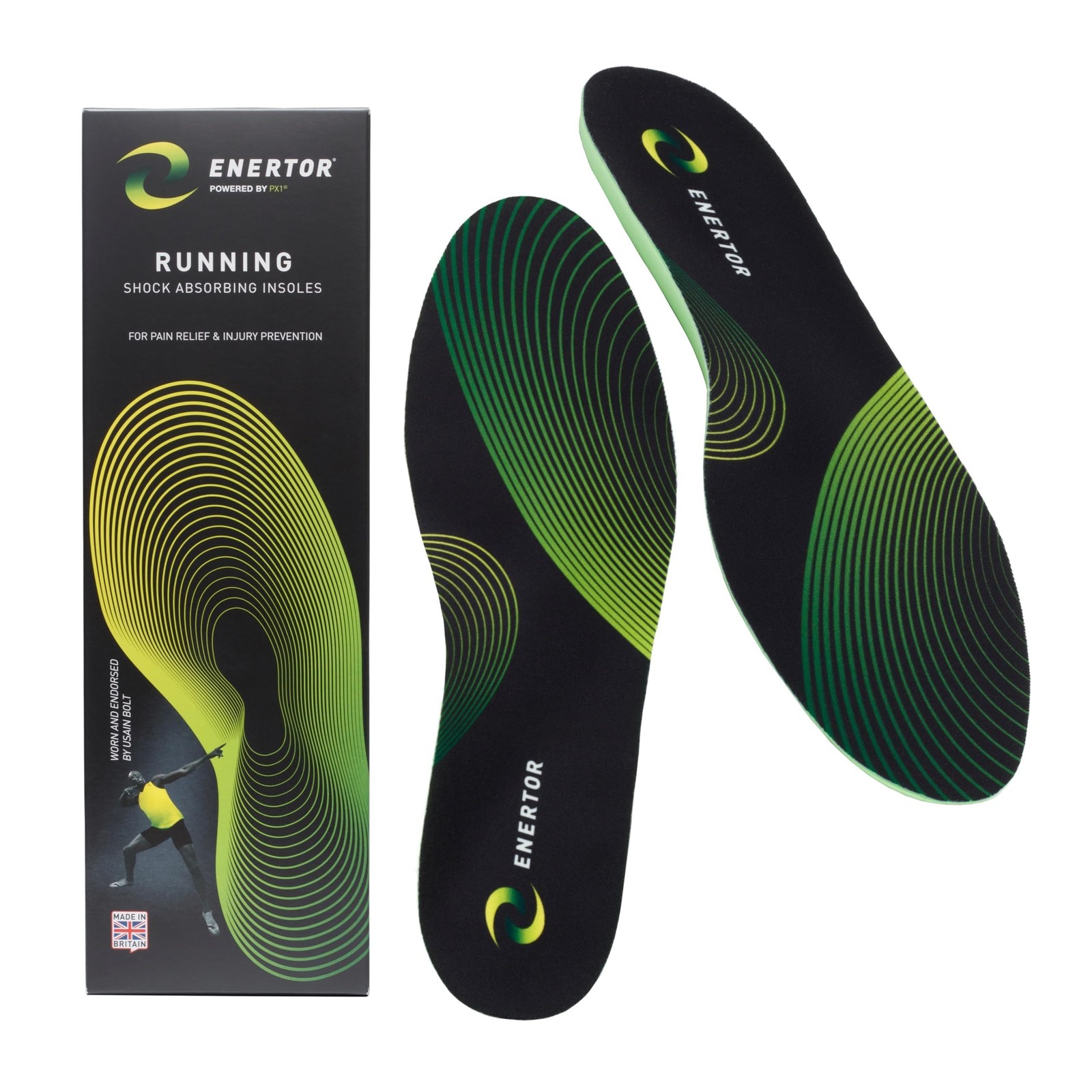 Enertor PX1 Running Insoles - Sports & Running - Full Length Orthotics, Shock...