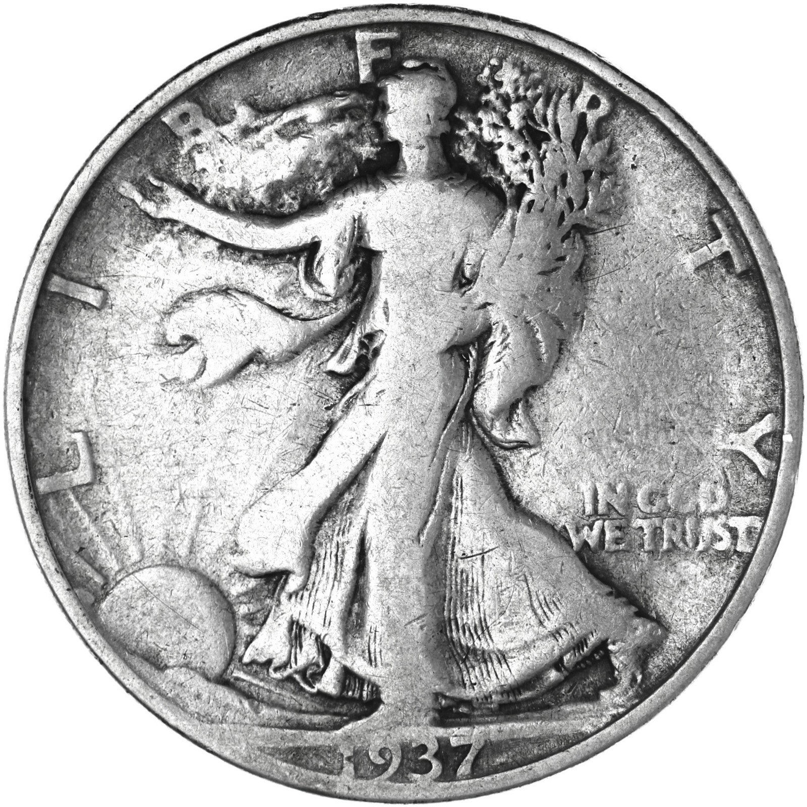 1937 S Walking Liberty Half Dollar Very Good 90% Silver