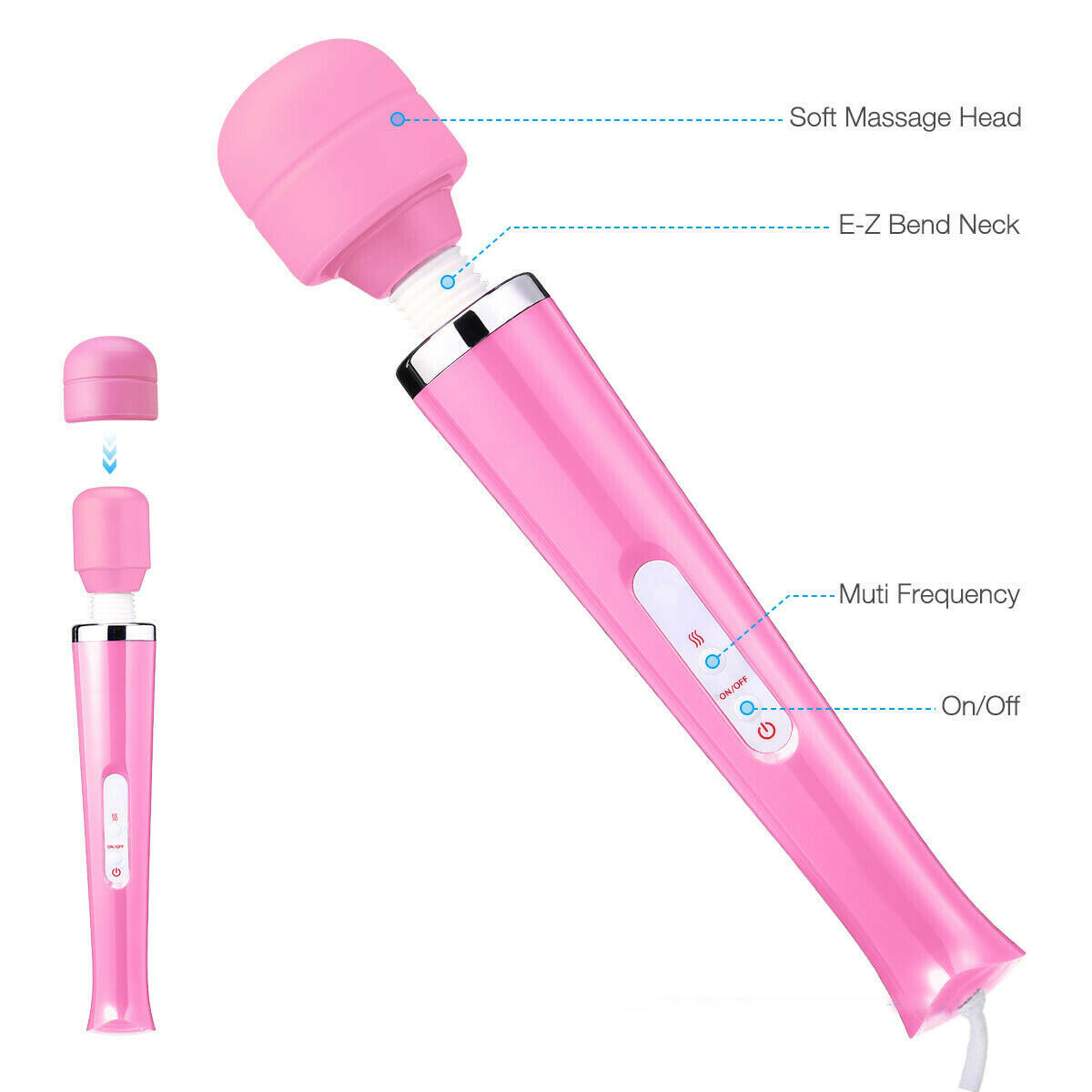 20 speed/10 vibration Handheld Vibrating Massager Wand Full Body Massage Stick