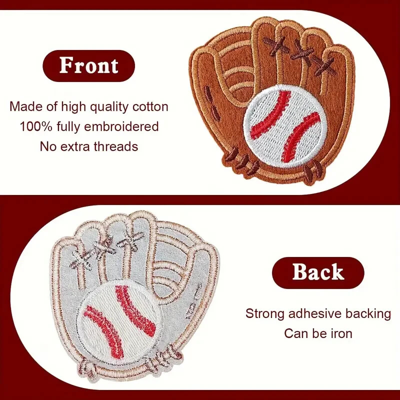 Baseball In Hand Iron on Patch Appliqué 2 1/2 x 2 5/8 inch