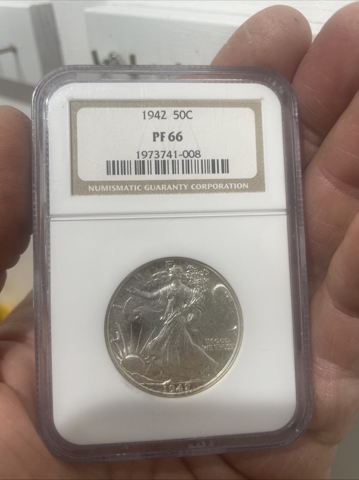 1942 50 Cent Walking Liberty Pf 66
