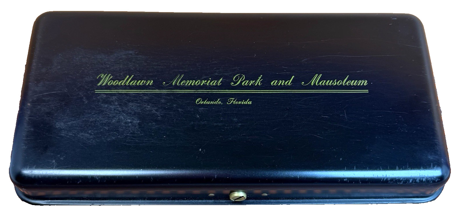 1950s Woodlawn Memorial Park & Masoleum Metal Lockbox + Keys -Halloween Oddity