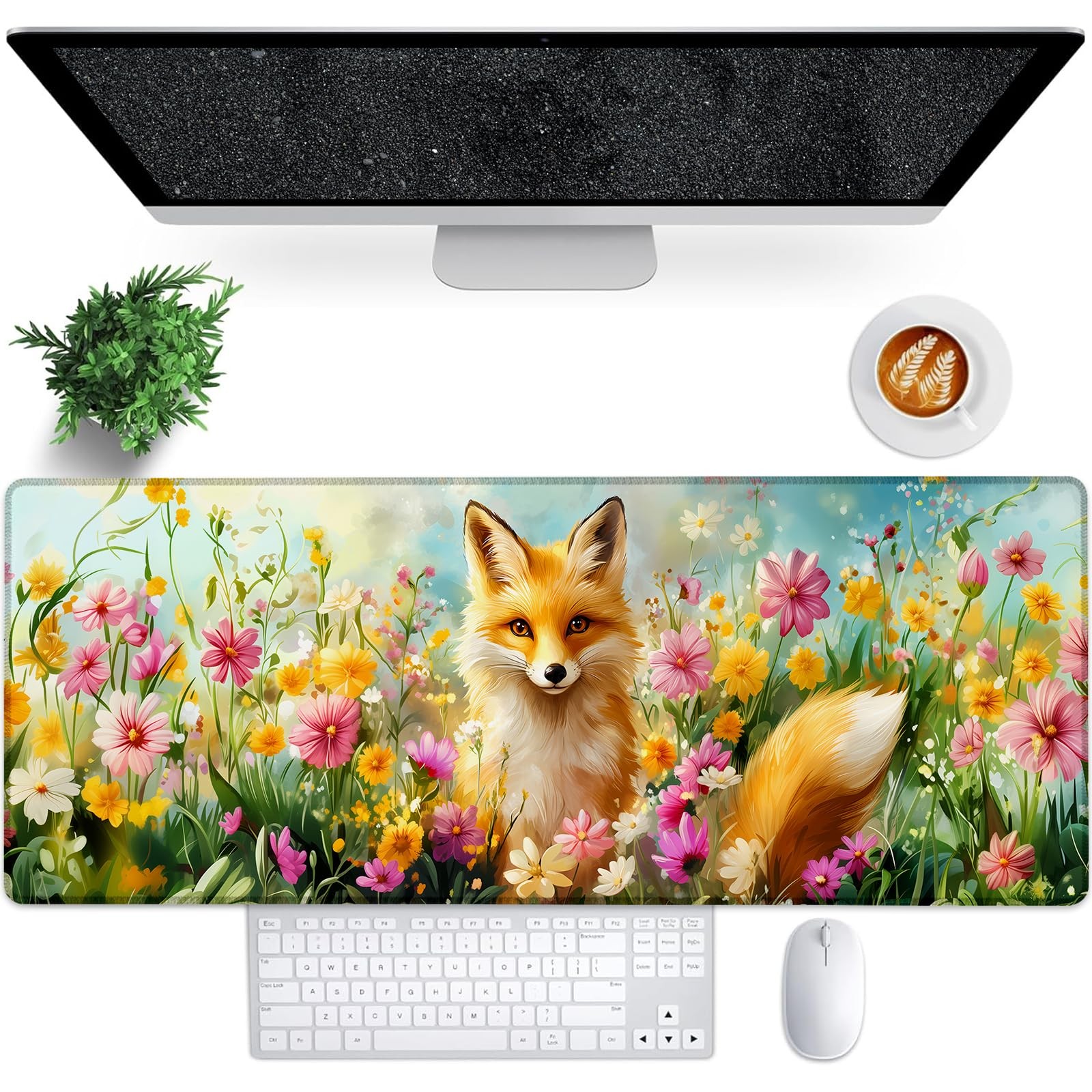 Bidesk Pretty Fox Gaming Mouse Pad, 31.5"×11.8" Extended 31.5"×11.8", Fox23