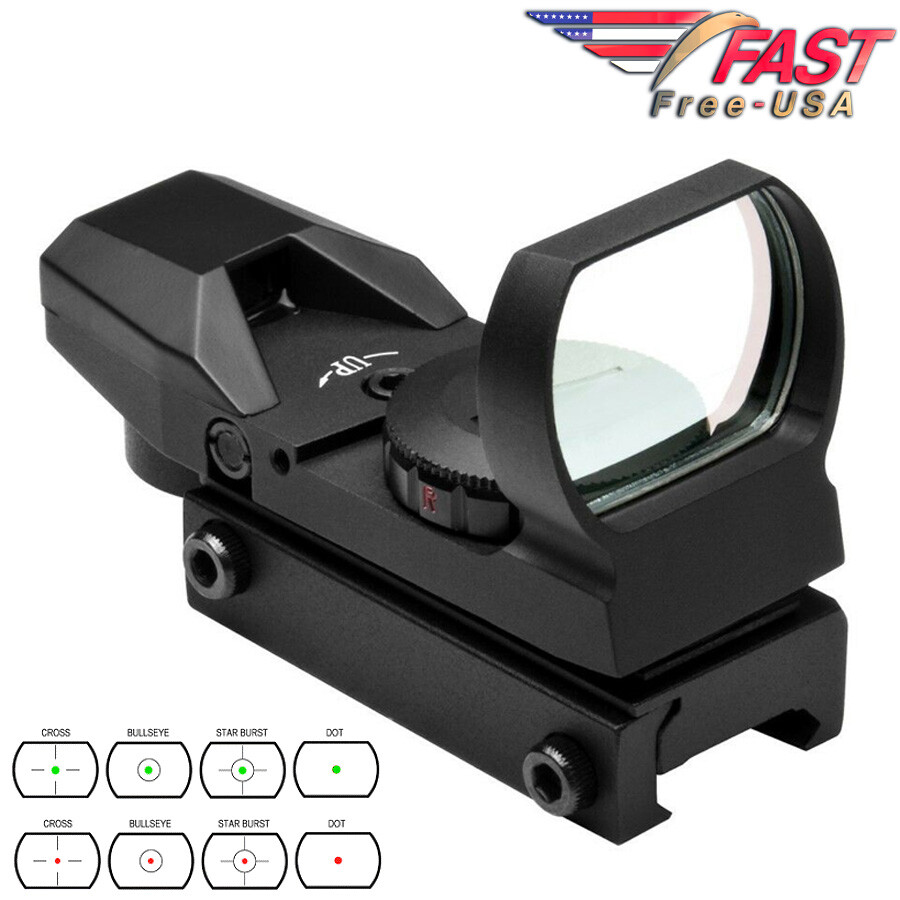 Red Dot Sight Reflex Green Holographic 4 Reticles Scope Rifle Mount 20mm Rail