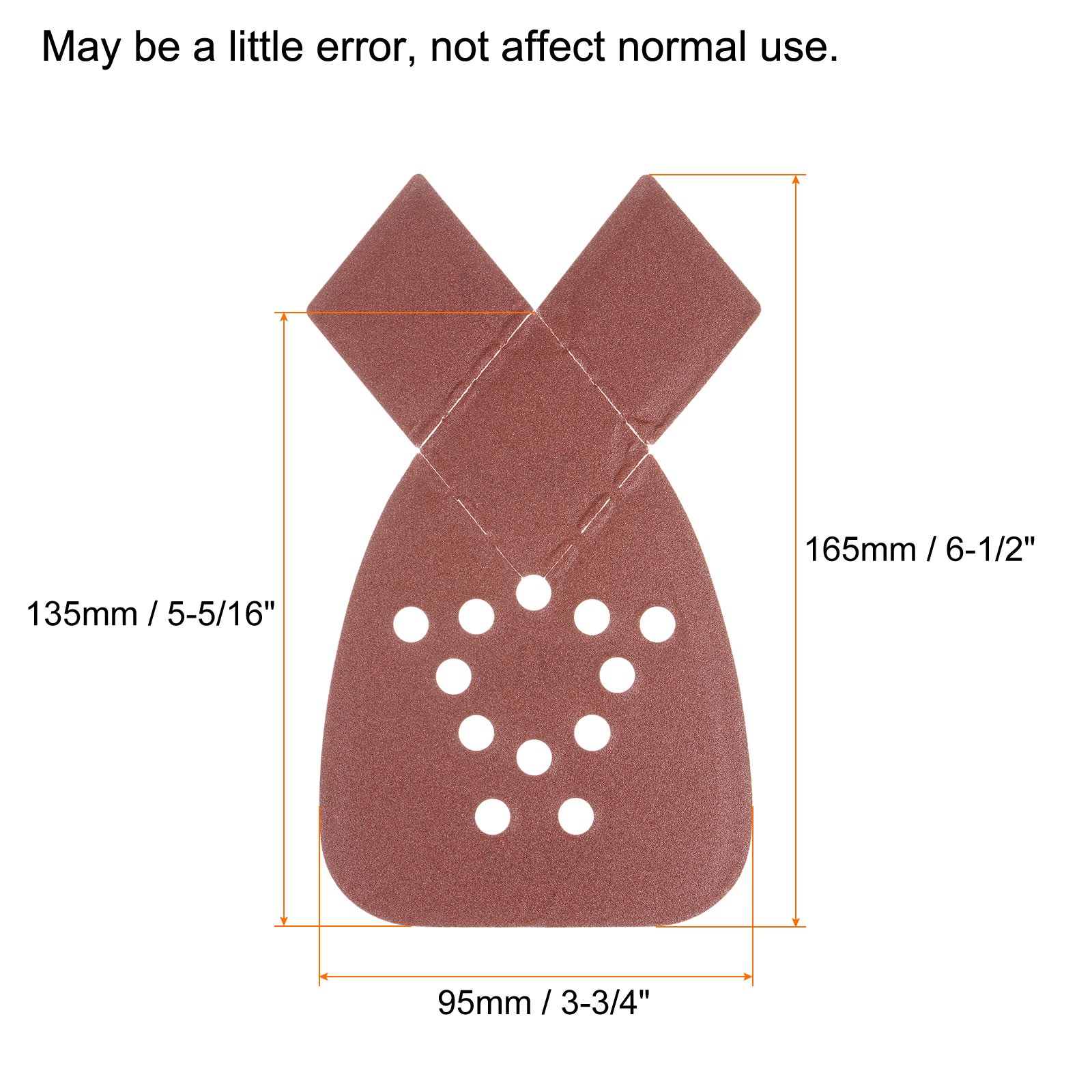 24pcs 180 Grit 12 Hole Hook Loop Sandpaper Triangular Sanding Pad with Extra Tip
