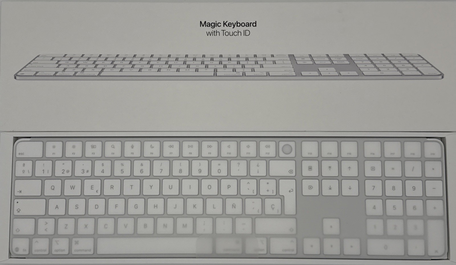 SPANISH - GENUINE APPLE MAGIC KEYBOARD TOUCH ID NUMERIC KEYPAD SILVER USB-C NEW