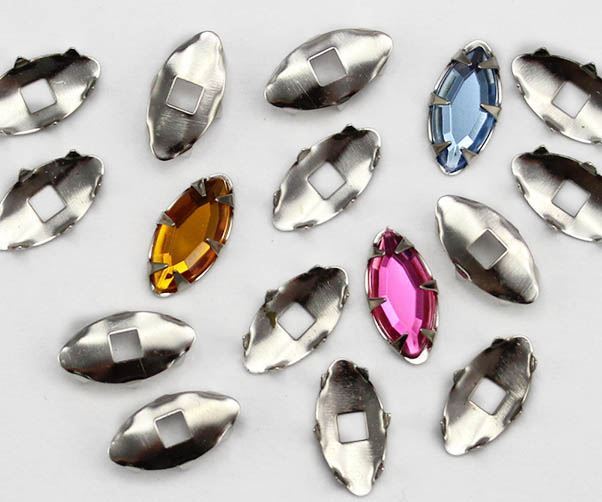 15X7MM NAVETTE Tiffany Settings - 36 Pieces - Silver