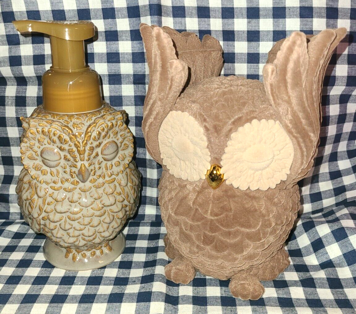 NEW Owl 3-Wick Candle Holder & Soap Dispenser Set Bath & Body Works