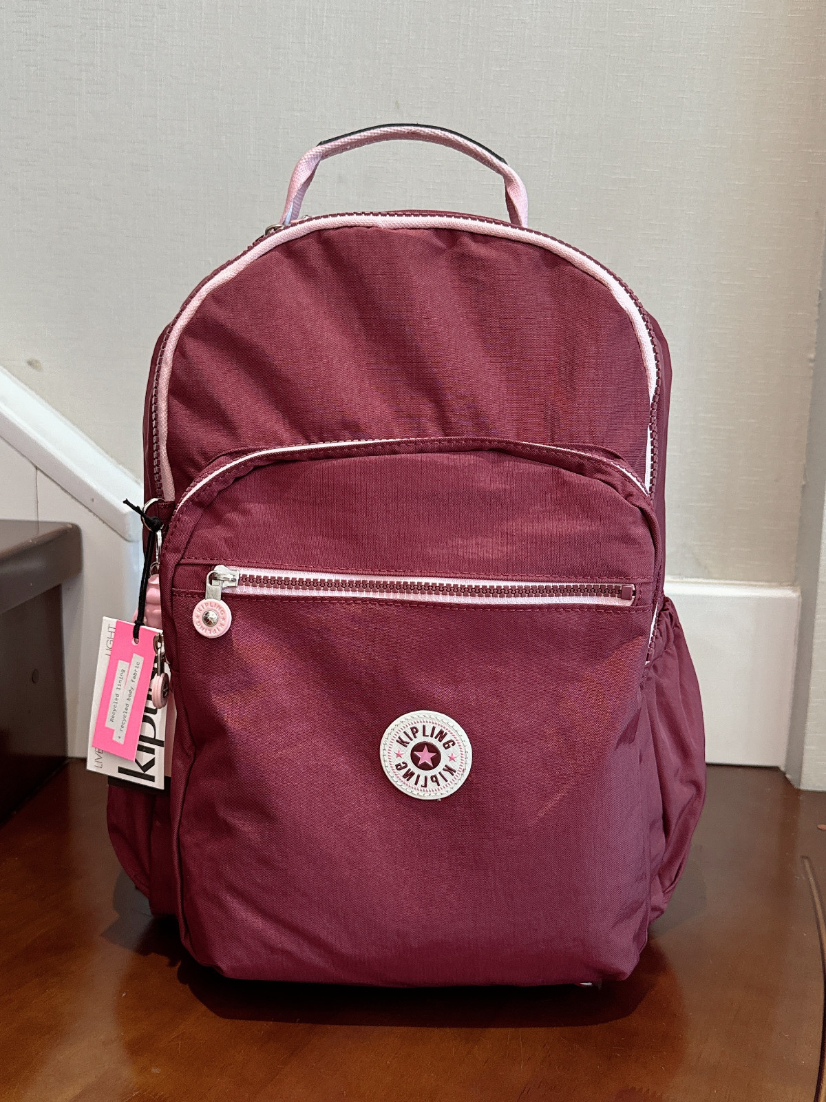 NWT Kipling Seoul vintage laptop Large Backpack in  Wine Red  zipper 45cm