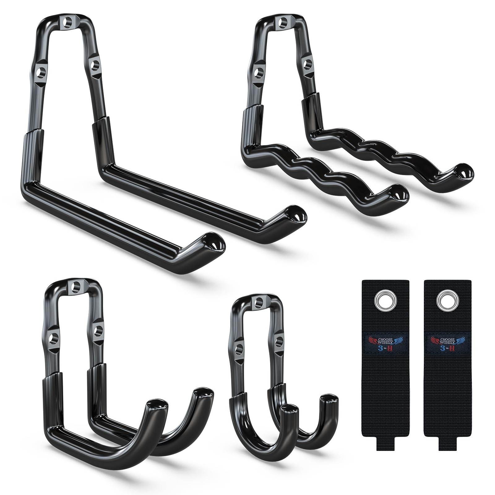 3-H Heavy Duty Garage Hooks 6 Pack, One-Piece Construction Garage Wall Hooks,...