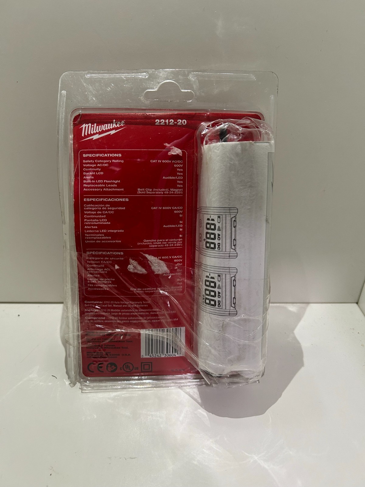 Milwaukee 2212-20 Voltage Continuity Tester Auto-Ranging LCD Display LED