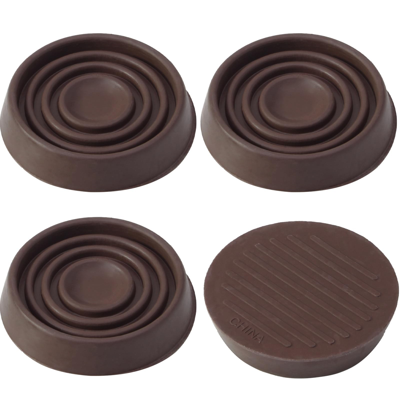 4-Pack 1.5" Round Rubber Caster Cups Non-Slip Furniture Pads Floor Protectors