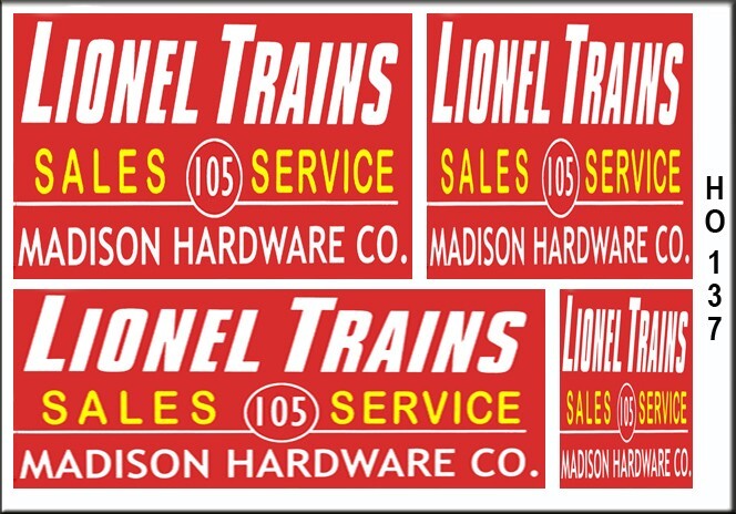 WEATHERED HO SCALE LIONEL TRAINS STORE BUILDING  SIGNS EASY PEEL STICK HO137