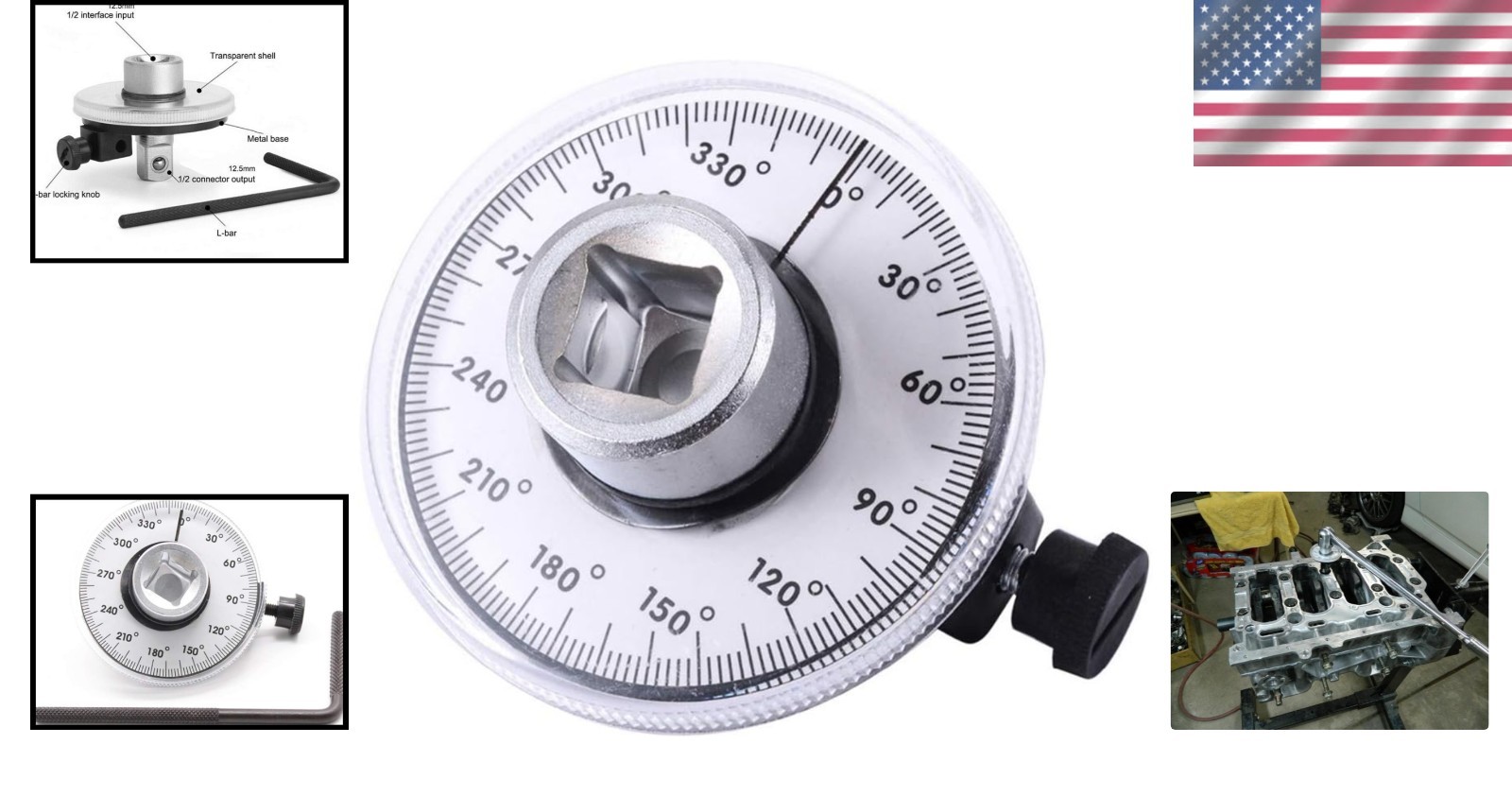 360° Adjustable Torque Wrench Angle Gauge for Mechanics - Lightweight