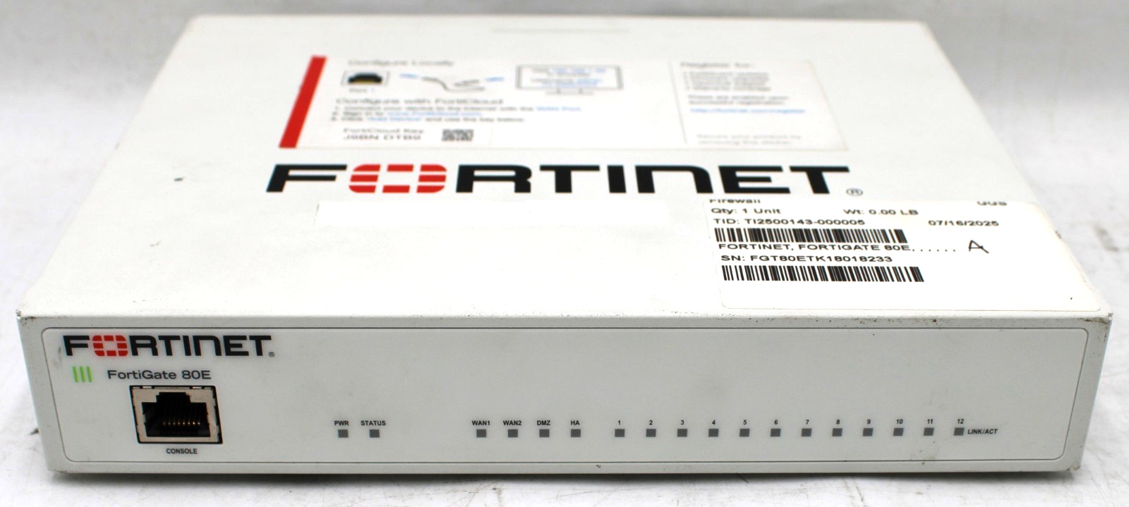 FORTINET FORTIGATE 80E NETWORK SECURITY FIREWALL APPLIANCE - Tested