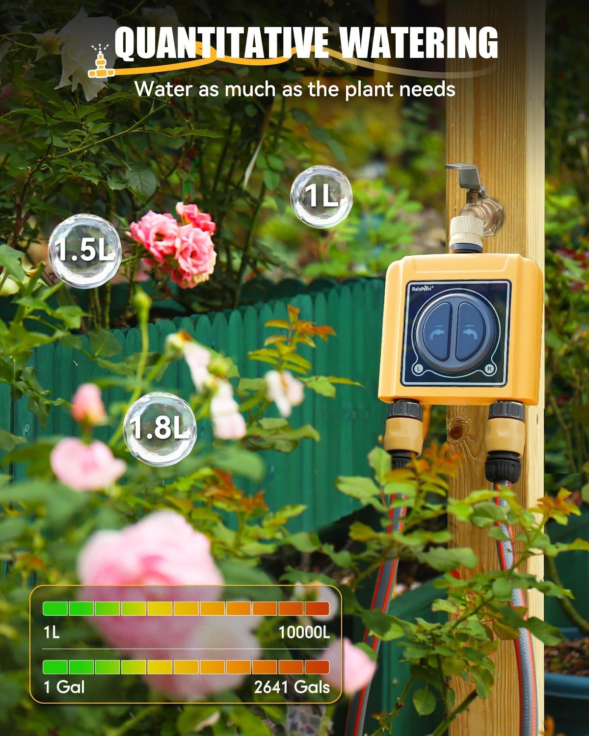 RAINPOINT 2-ZONE WIFI WATER TIMER WITH BRASS INLET & OUTLET, WIFI HUB SOCKET