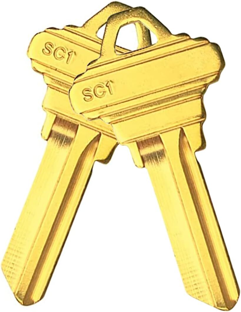 10PCS SC1 KEY BLANKS FOR LOCKSMITH FITS SC1KSET BRASS FINISH SC1 KEY BLANK