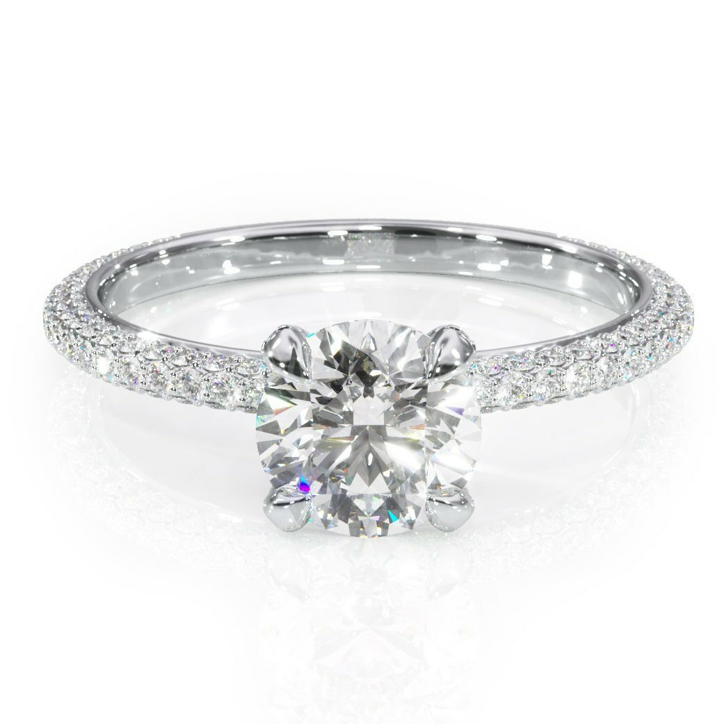 3Ct Round Cut Simulated Diamond Ice Shank Solitaire Ring 14K White Gold Plated