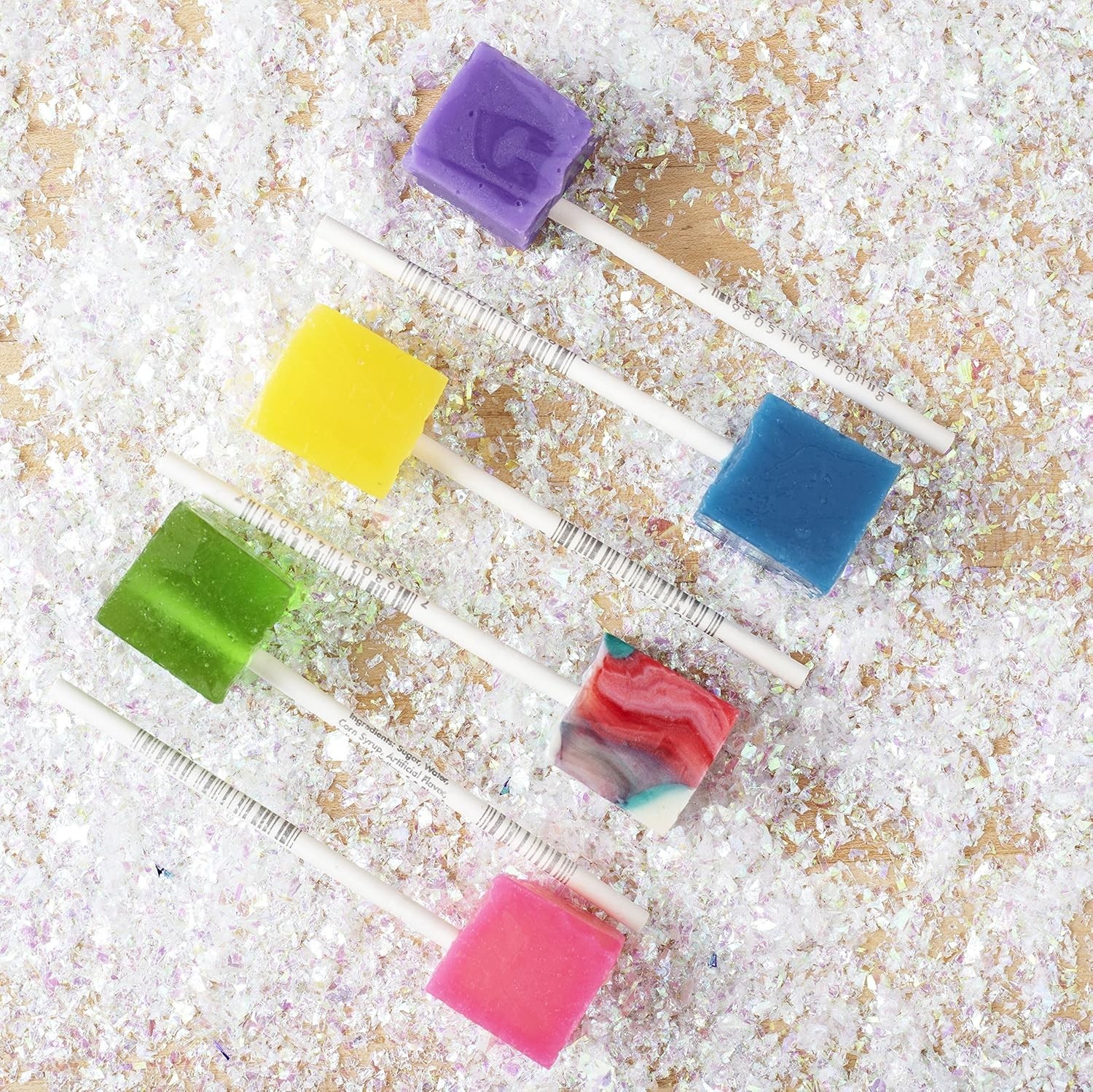 Hard Candy Cube Lollipop Suckers: Individually Wrapped Flavored Sucker Pack b...